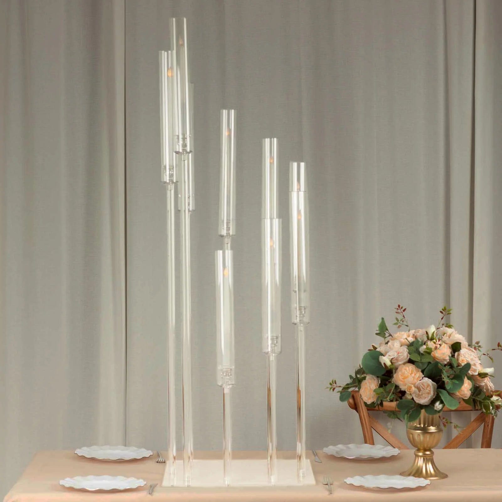 4 feet Clear 9 Arm Acrylic Candelabra Taper Candle Holder