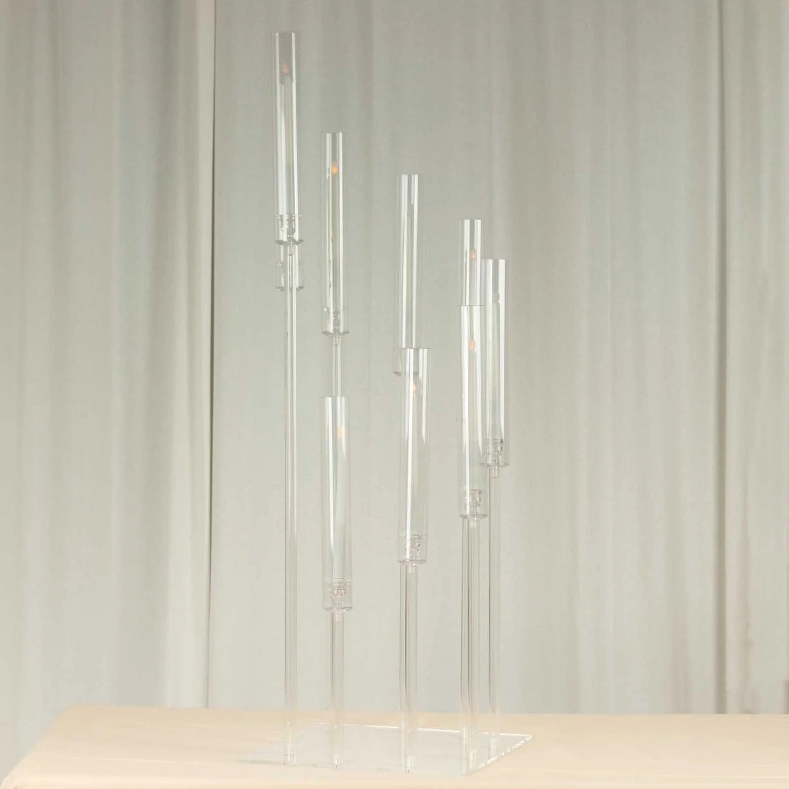 4 feet Clear 9 Arm Acrylic Candelabra Taper Candle Holder