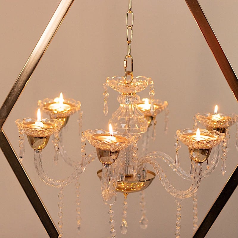 45 in Gold 6-Arm Acrylic Candelabra Candle Holders