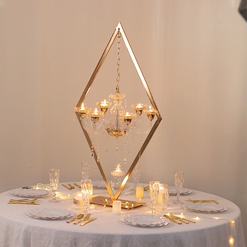 45 in Gold 6-Arm Acrylic Candelabra Candle Holders