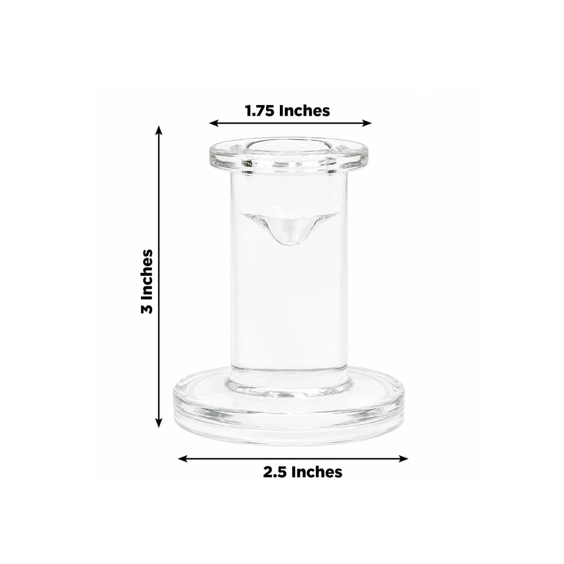 6 Clear 3 in Glass Taper Candle Holders with Pedestal Candlestick