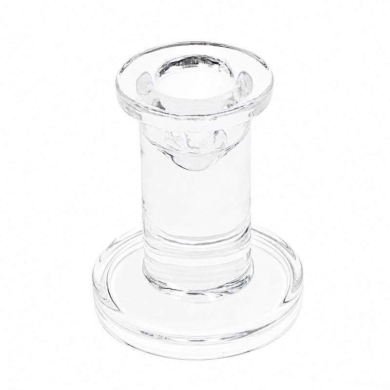 6 Clear 3 in Glass Taper Candle Holders with Pedestal Candlestick