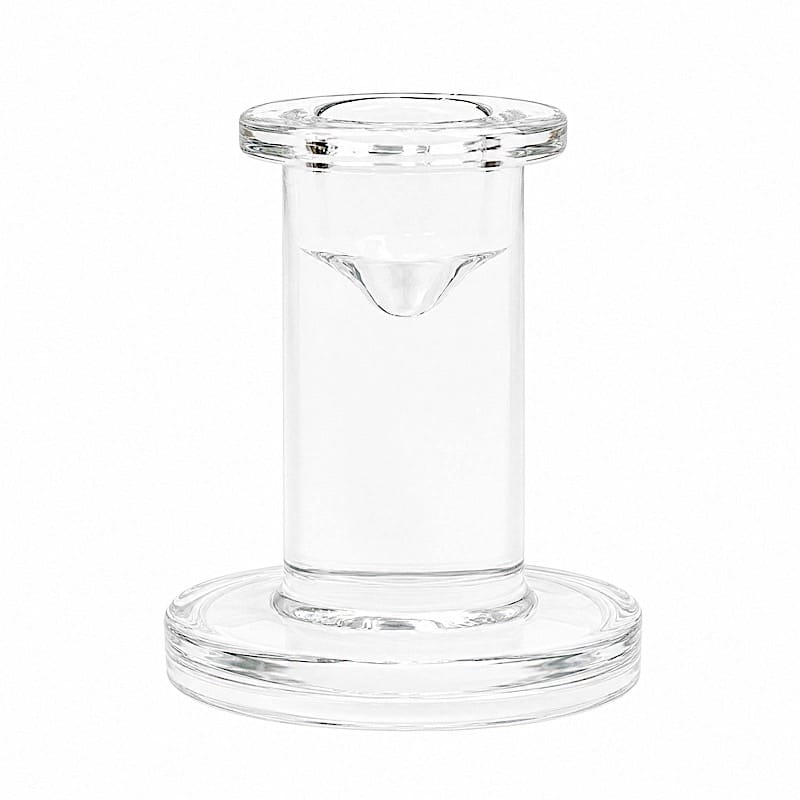 6 Clear 3 in Glass Taper Candle Holders with Pedestal Candlestick