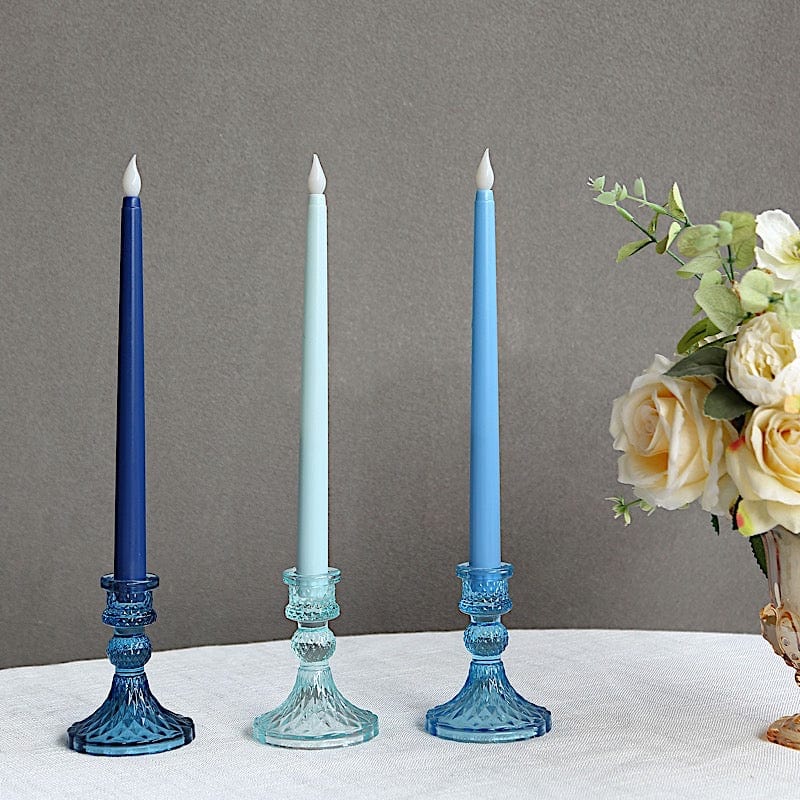 6 Reversible 4 in Glass Votive Taper Candle Holders with Diamond Pattern