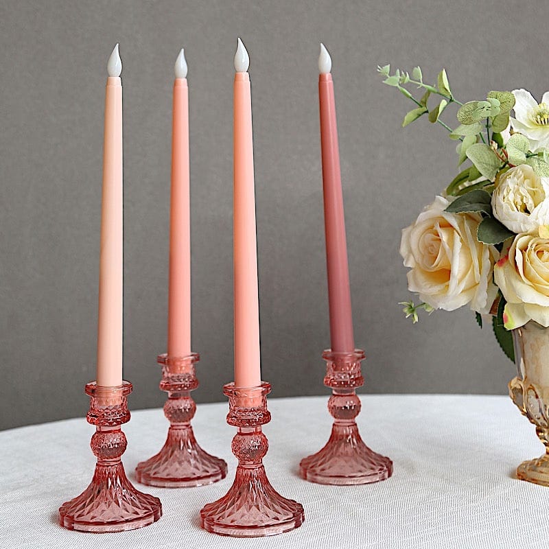 6 Reversible 4 in Glass Votive Taper Candle Holders with Diamond Pattern