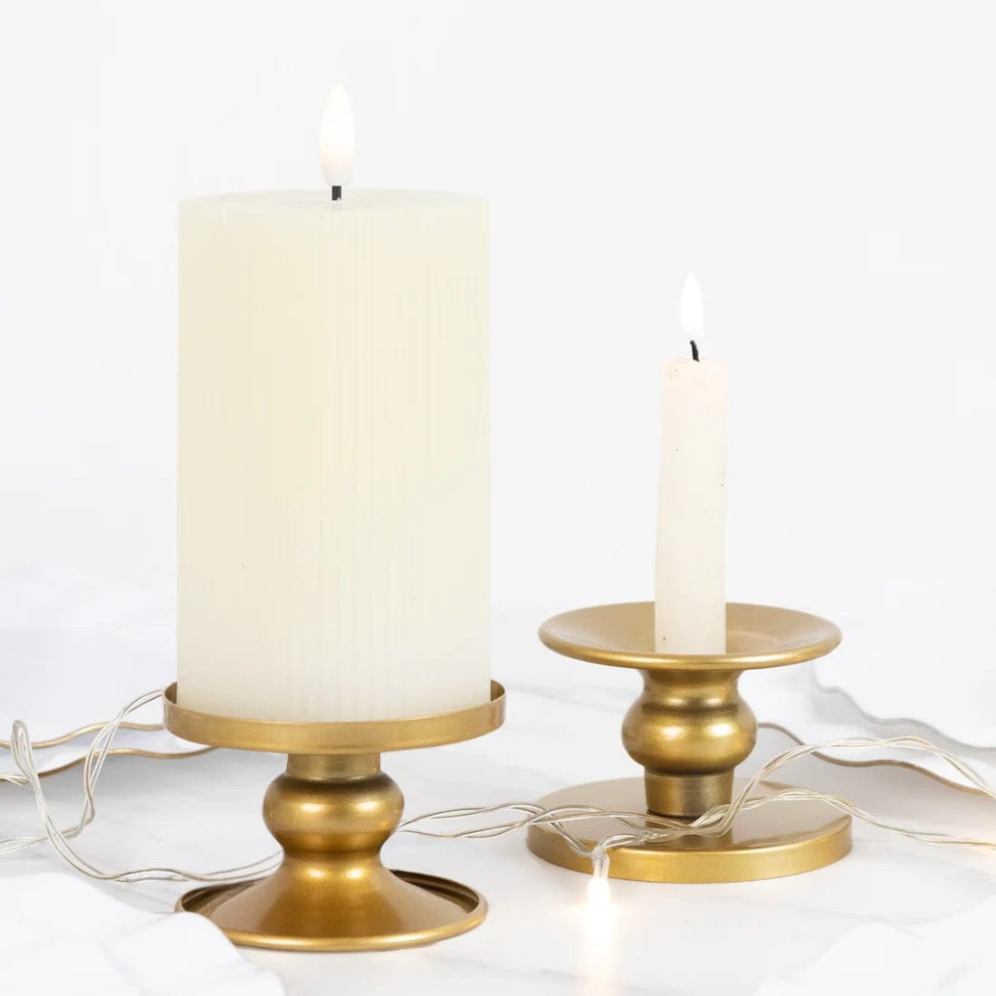 6 Reversible Metal Candle Holders Pillar and Taper Candlestick Stands