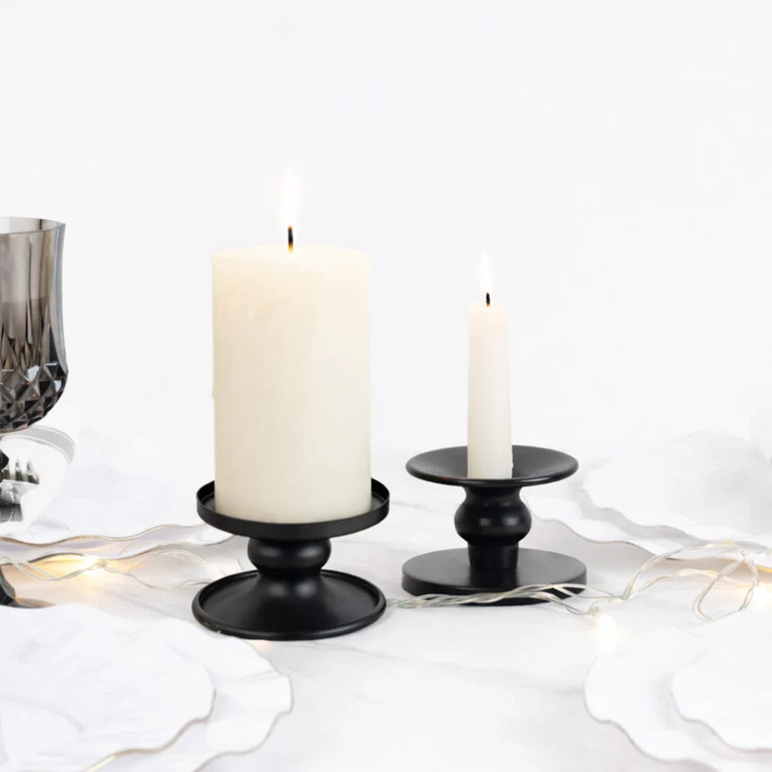 6 Reversible Metal Candle Holders Pillar and Taper Candlestick Stands