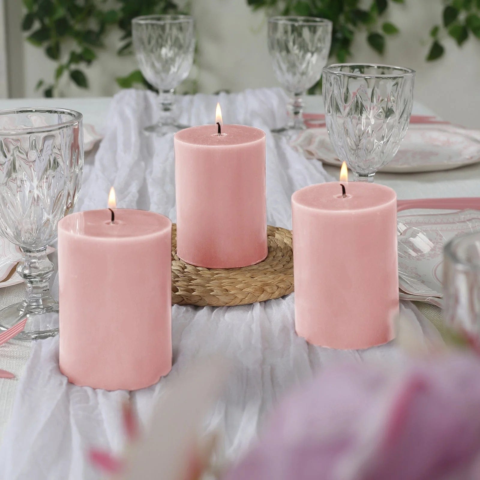 12 Dripless Round Unscented Pillar Candles