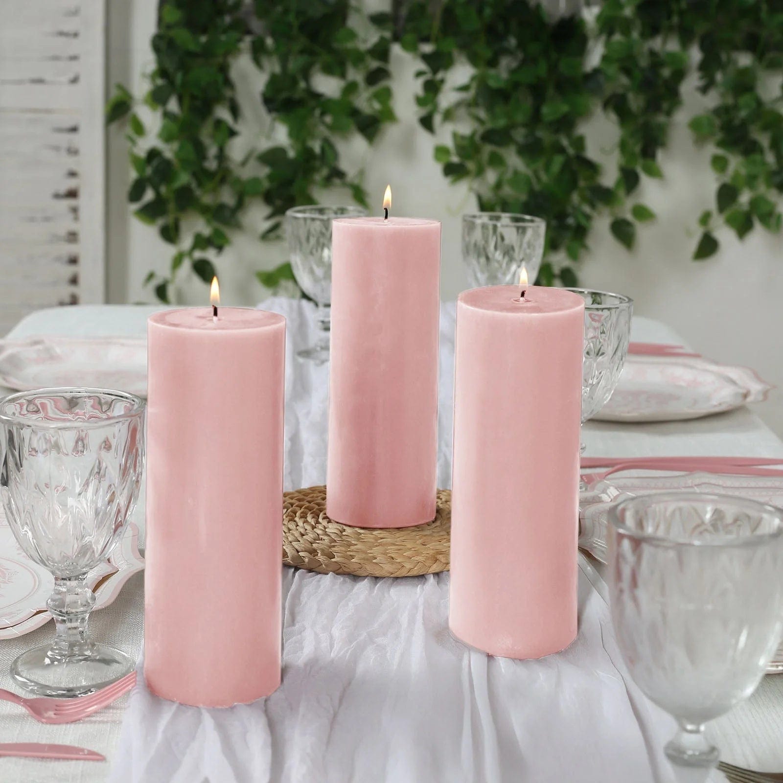 12 Dripless Round Unscented Pillar Candles