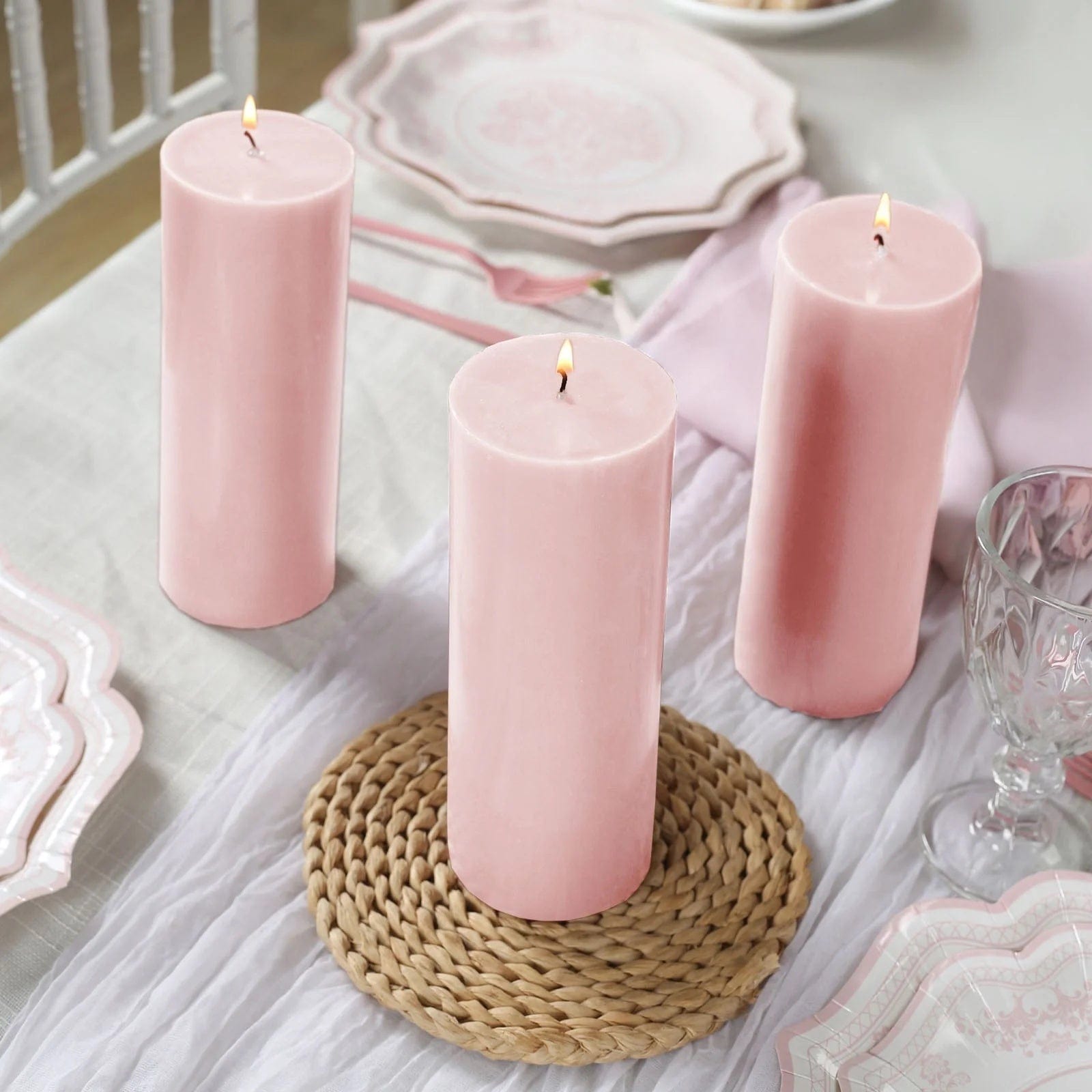 12 Dripless Round Unscented Pillar Candles