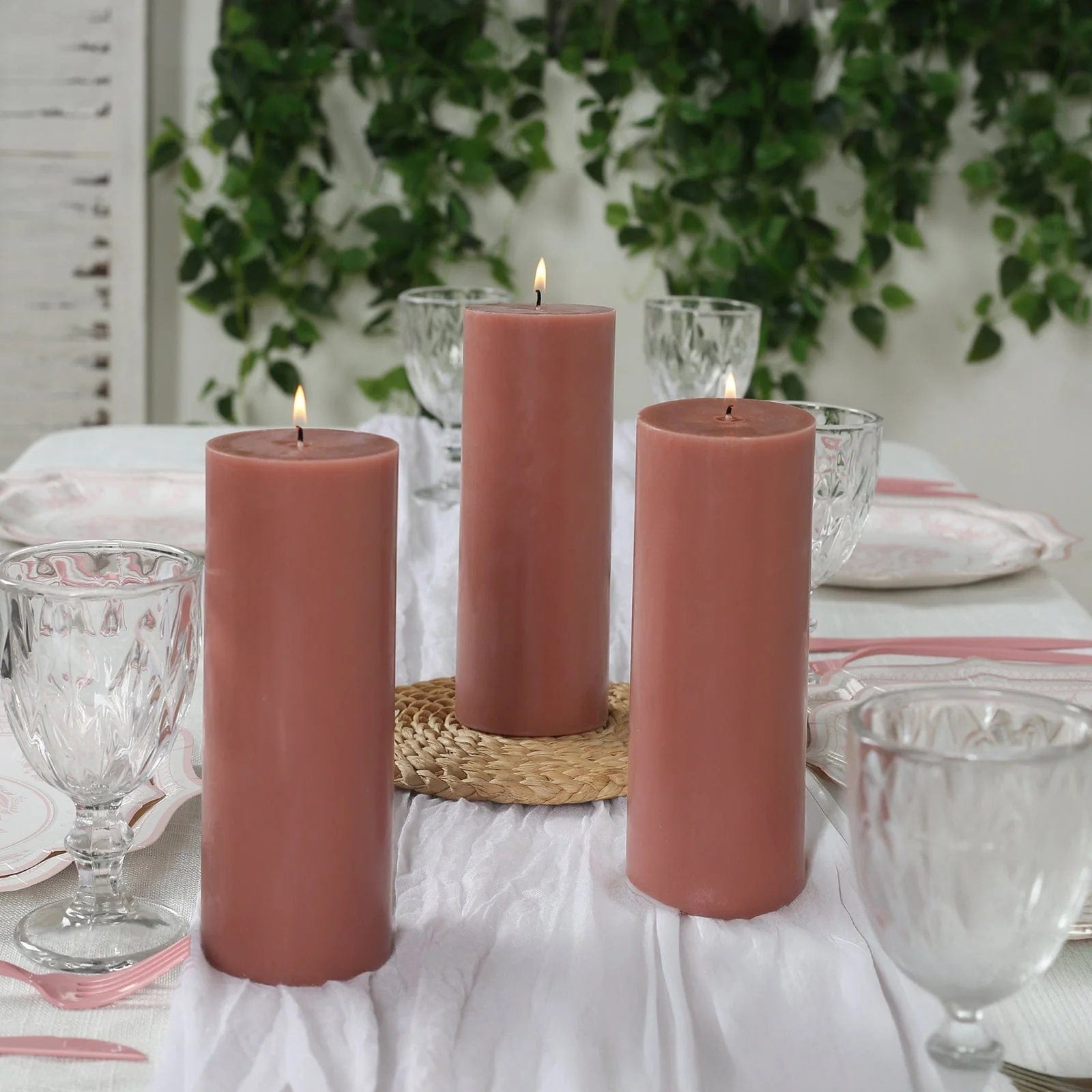 12 Dripless Round Unscented Pillar Candles