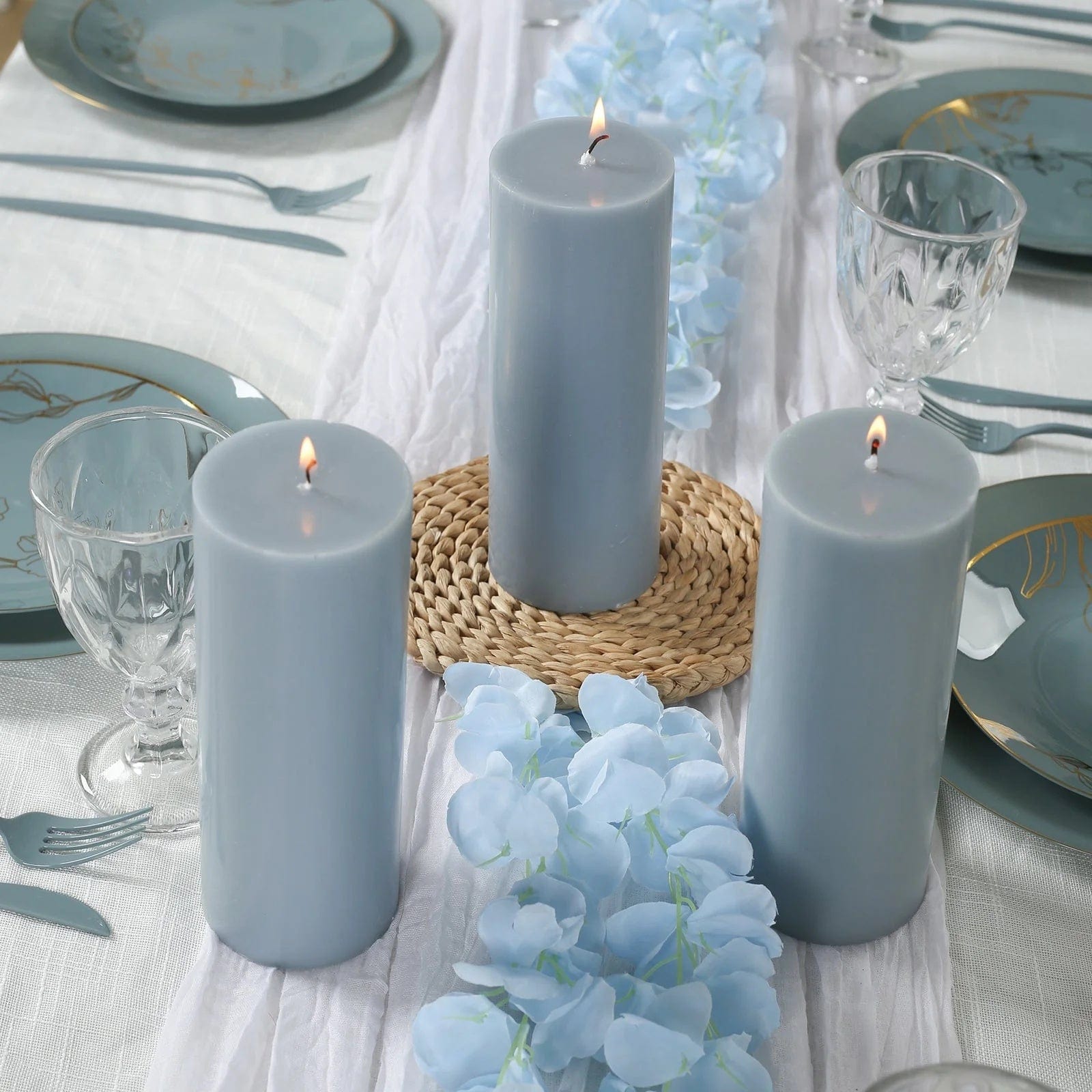 12 Dripless Round Unscented Pillar Candles