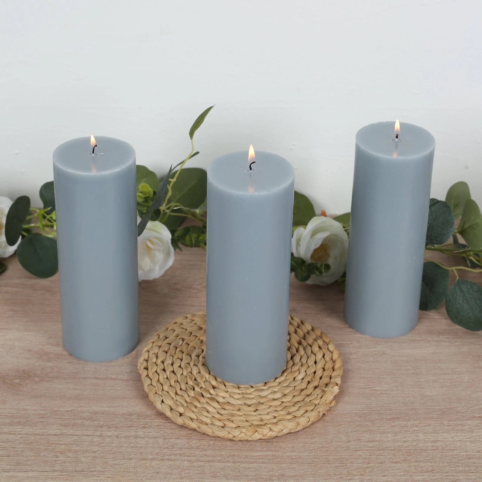 12 Dripless Round Unscented Pillar Candles
