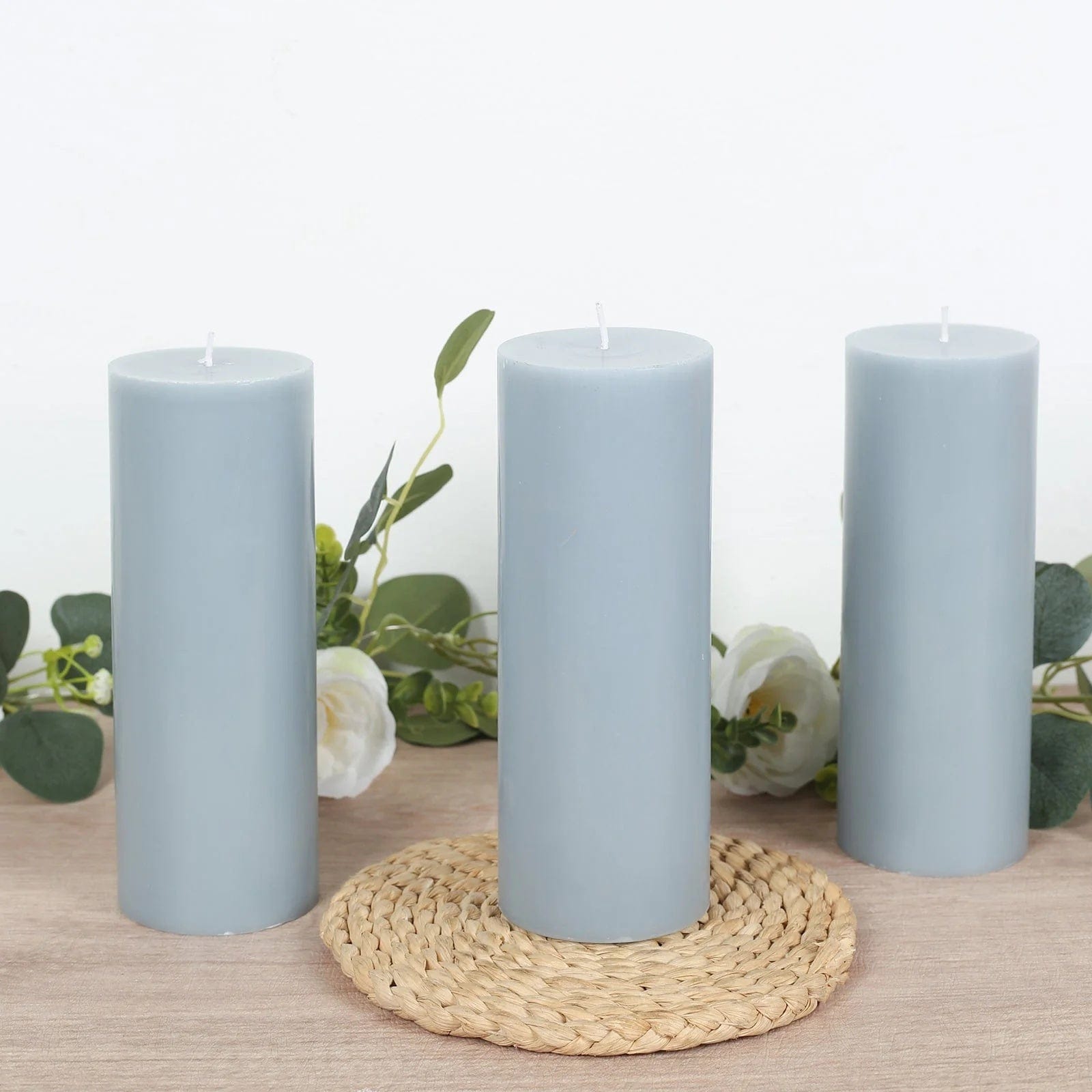 12 Dripless Round Unscented Pillar Candles