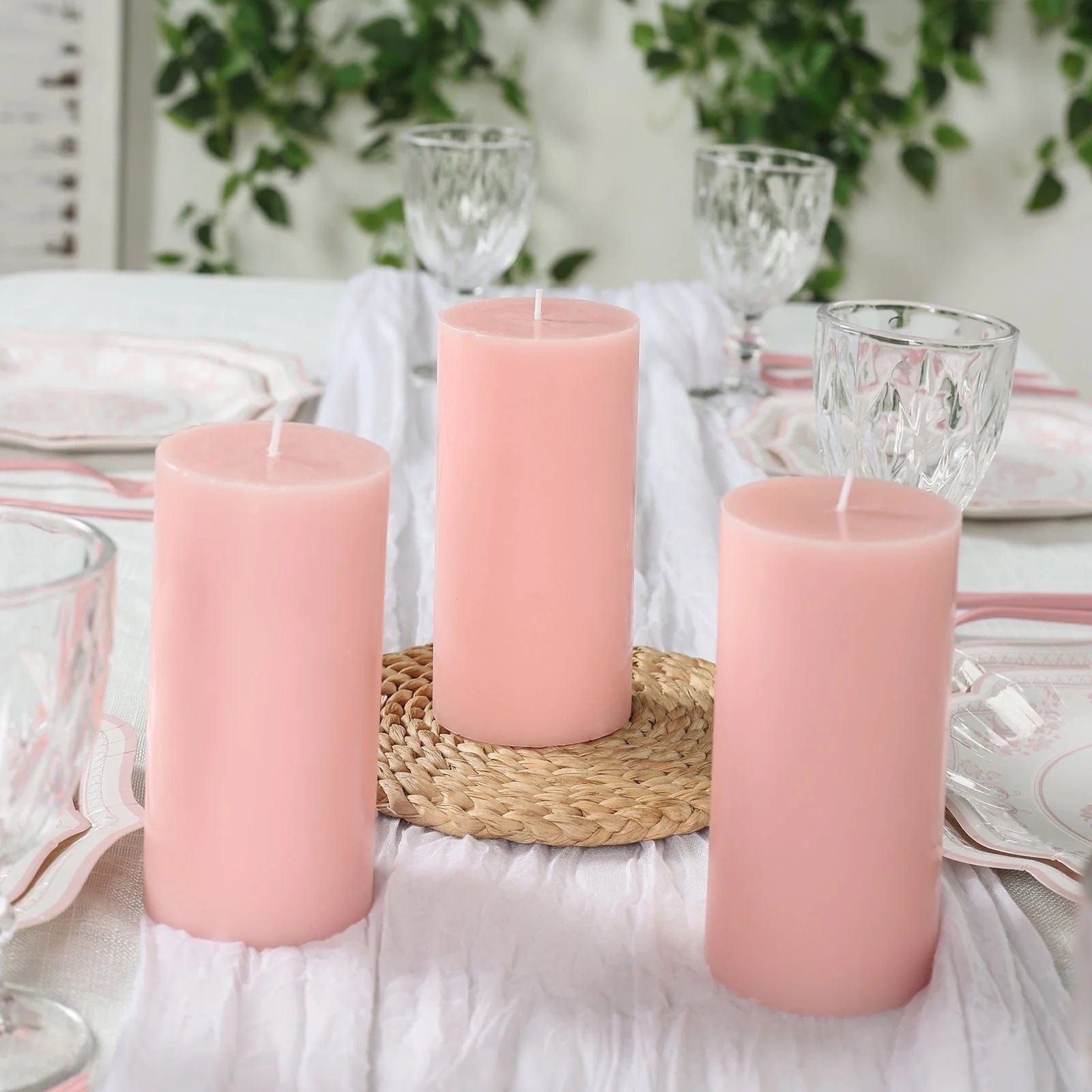 12 Dripless Round Unscented Pillar Candles