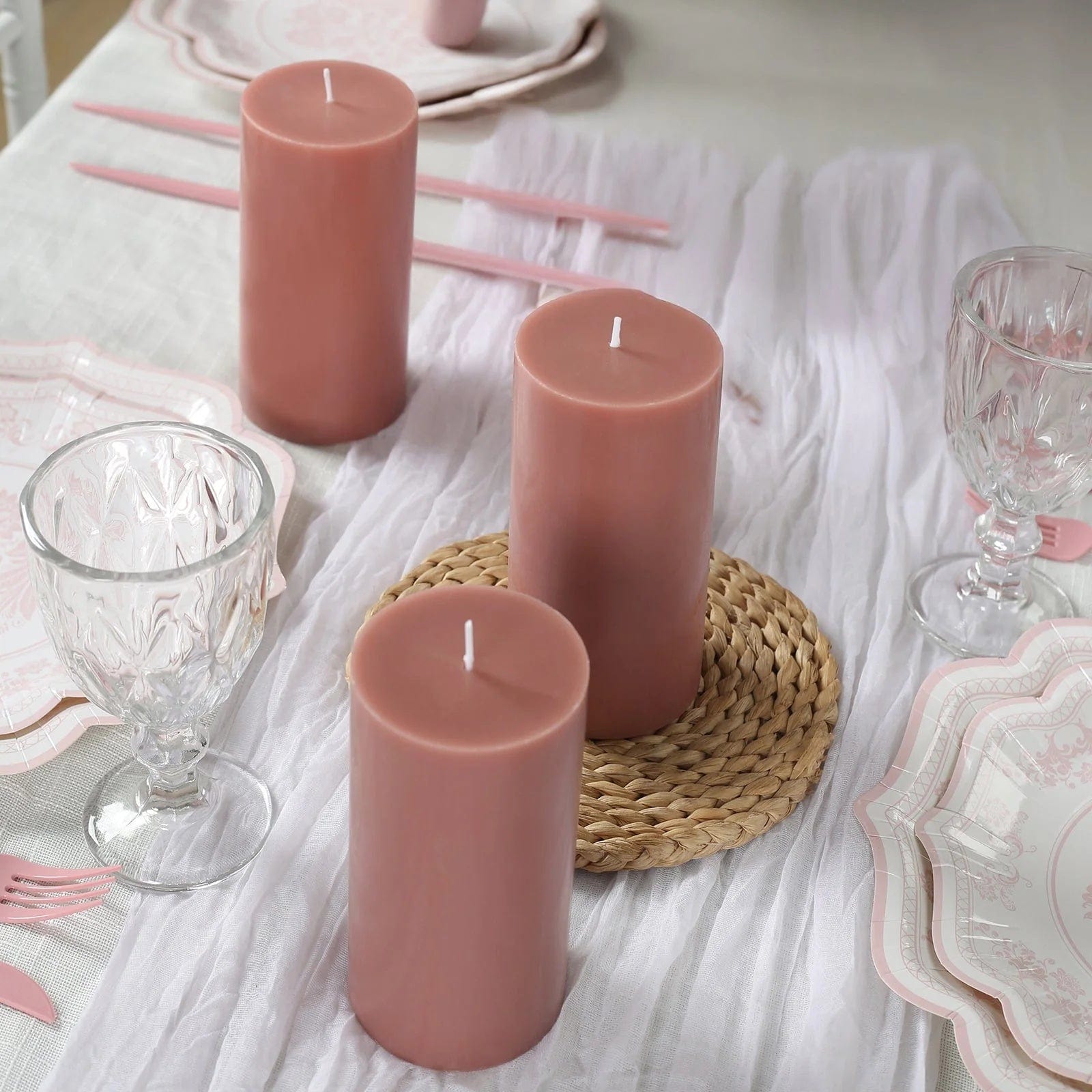 12 Dripless Round Unscented Pillar Candles