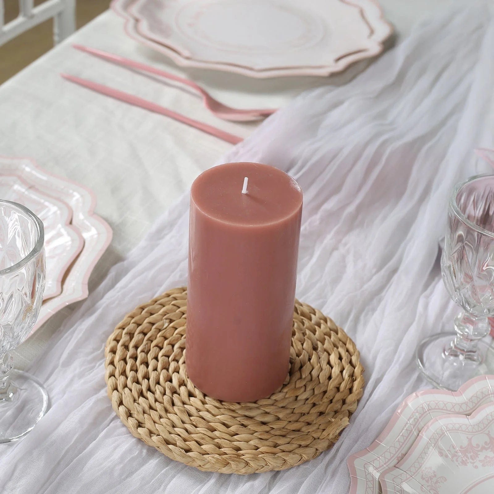 12 Dripless Round Unscented Pillar Candles
