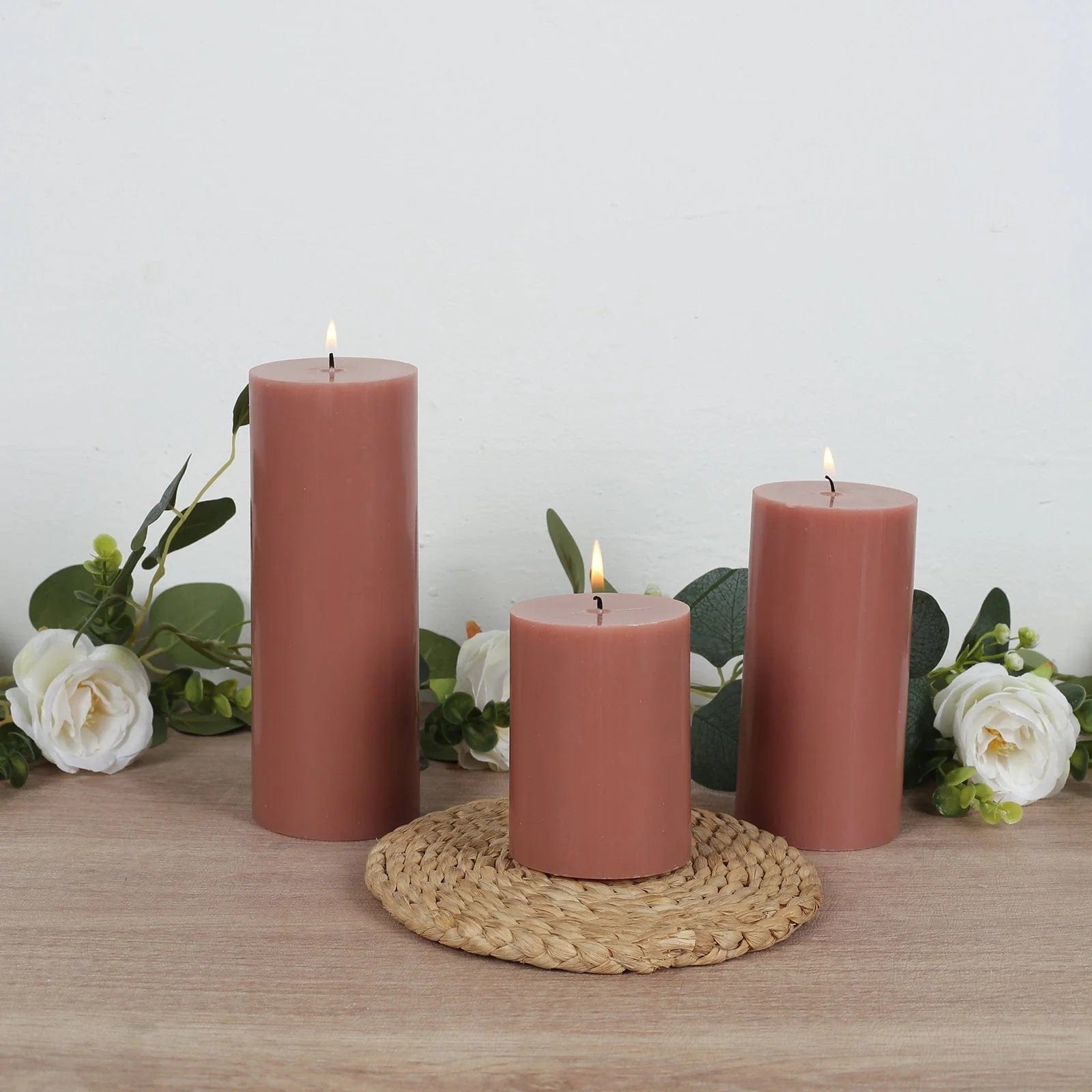 12 Dripless Round Unscented Pillar Candles
