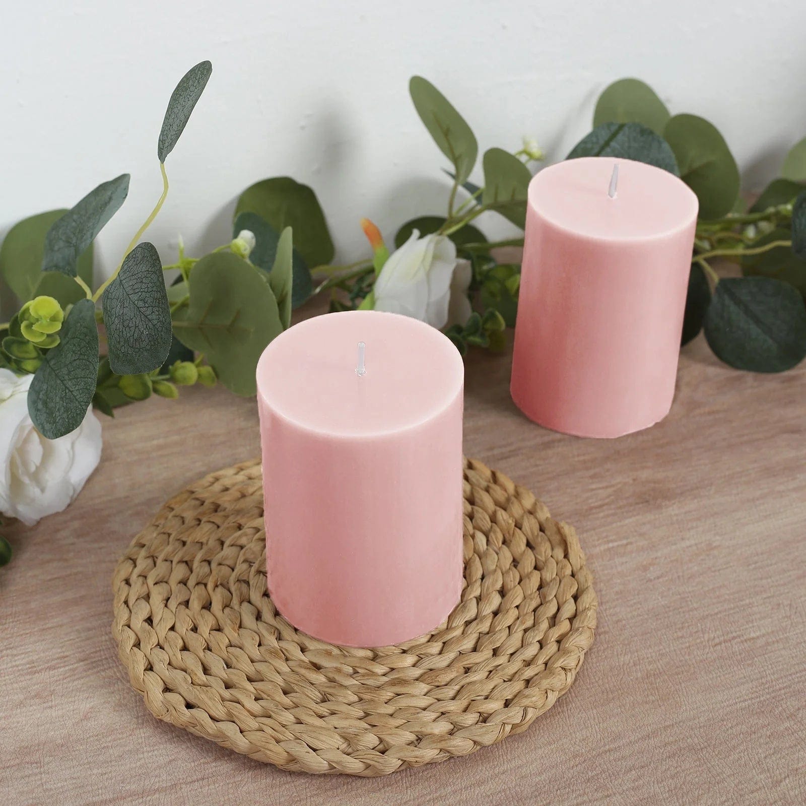 12 Dripless Round Unscented Pillar Candles