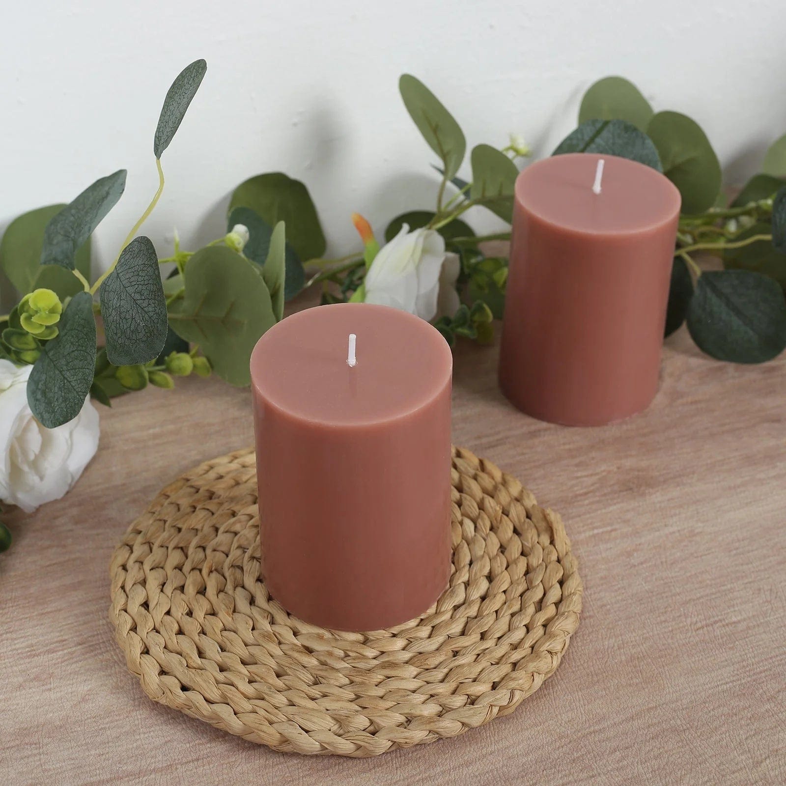 12 Dripless Round Unscented Pillar Candles