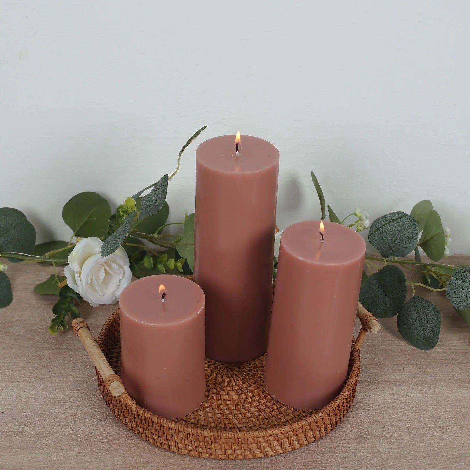 12 Dripless Round Unscented Pillar Candles