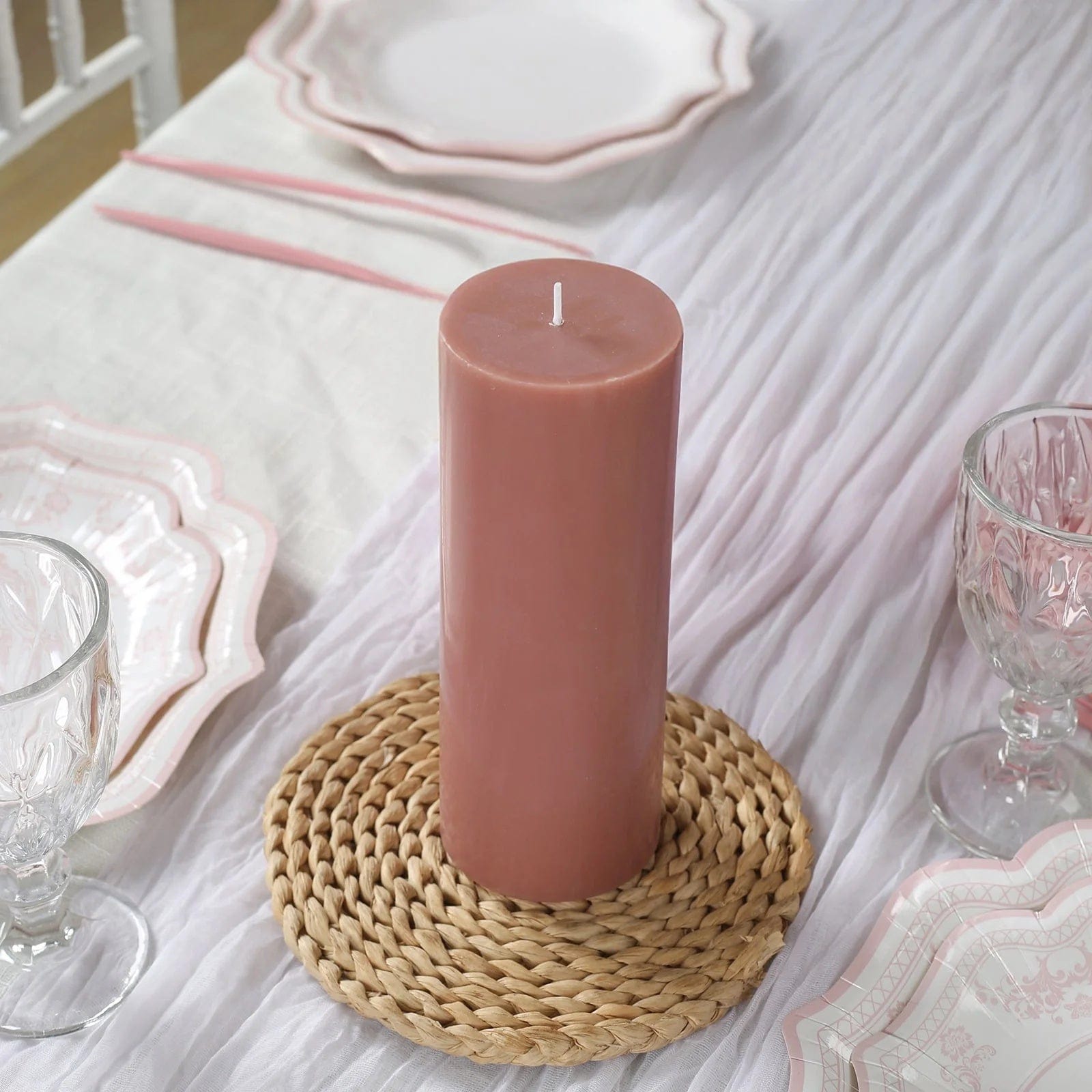 12 Dripless Round Unscented Pillar Candles
