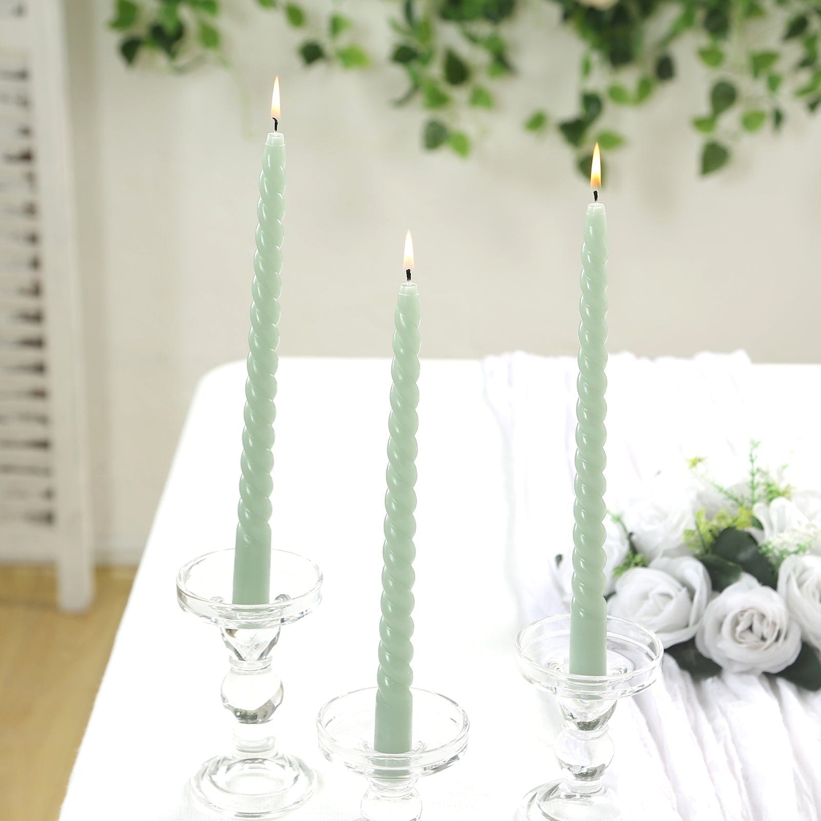 12 Unscented 11 in Long Spiral Premium Wax Taper Candles