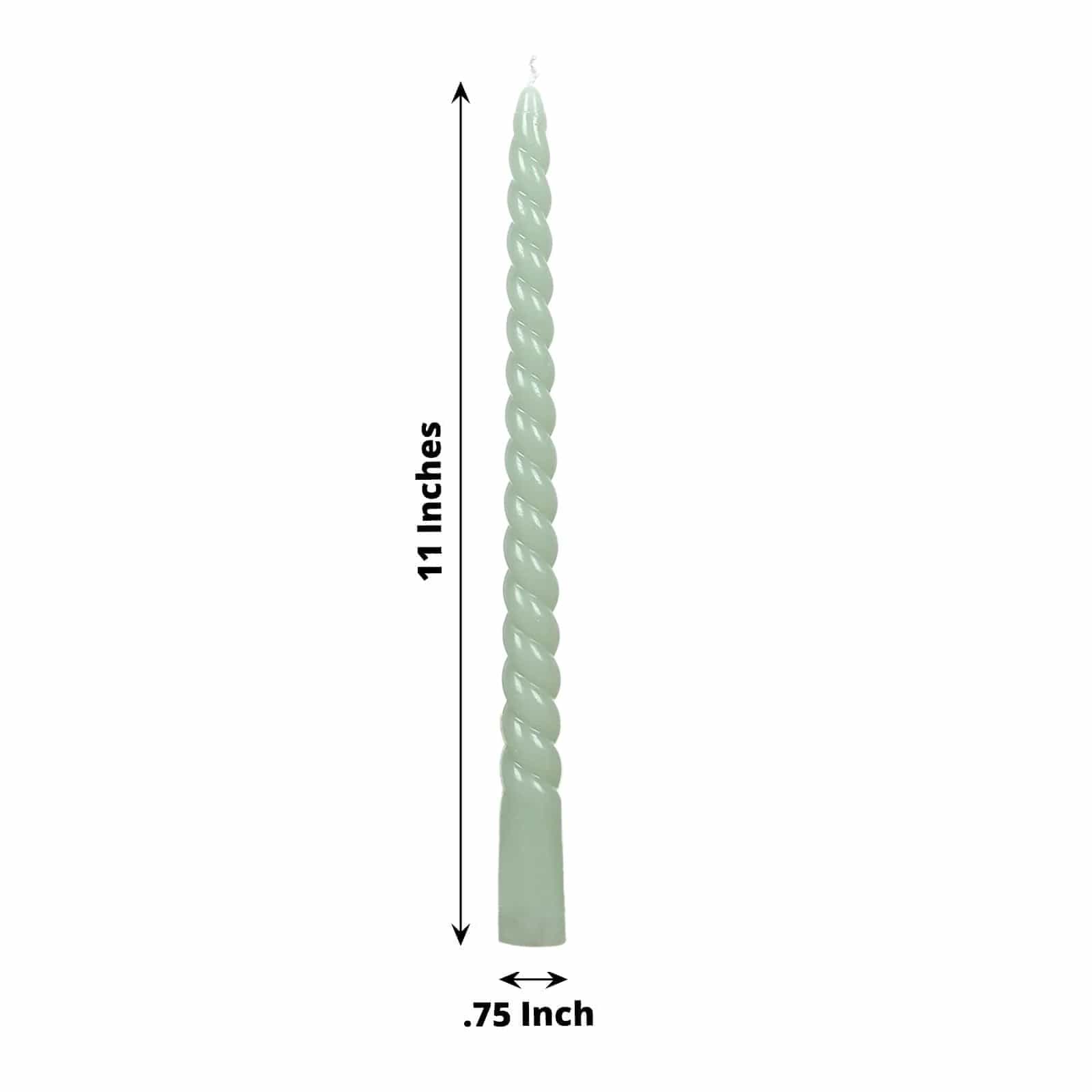 12 Unscented 11 in Long Spiral Premium Wax Taper Candles