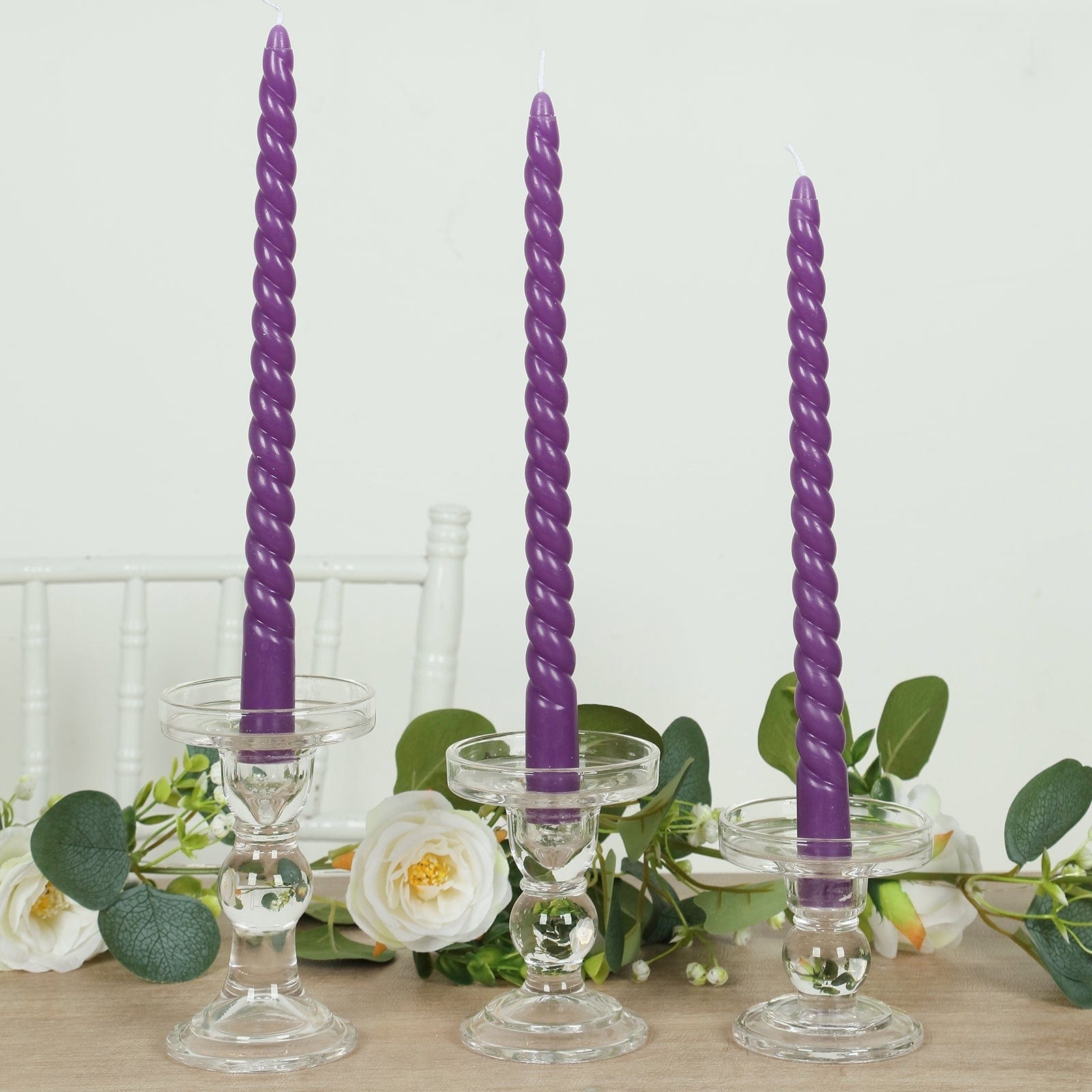 12 Unscented 11 in Long Spiral Premium Wax Taper Candles