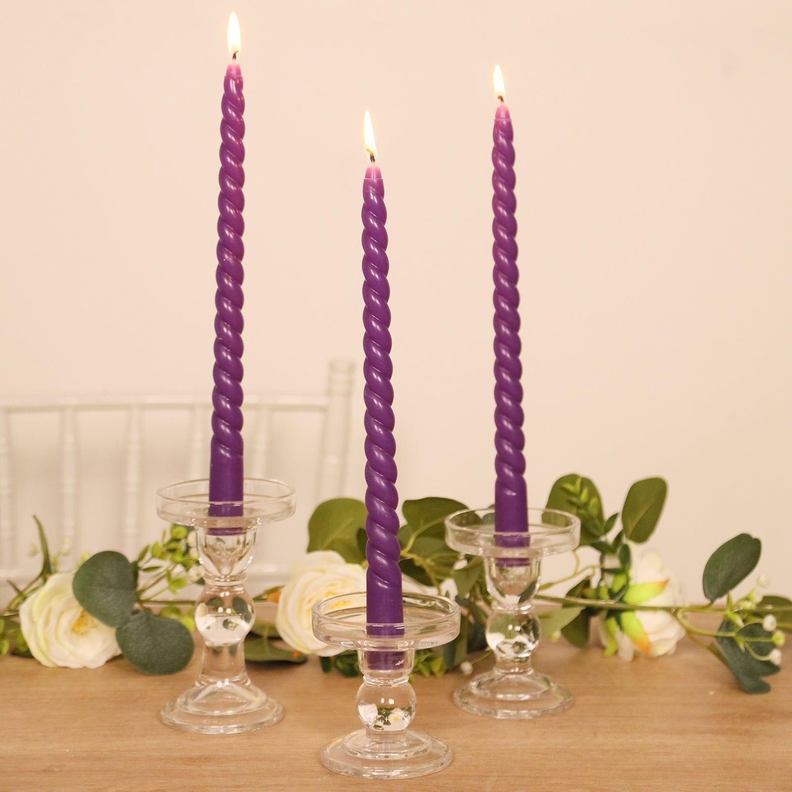12 Unscented 11 in Long Spiral Premium Wax Taper Candles