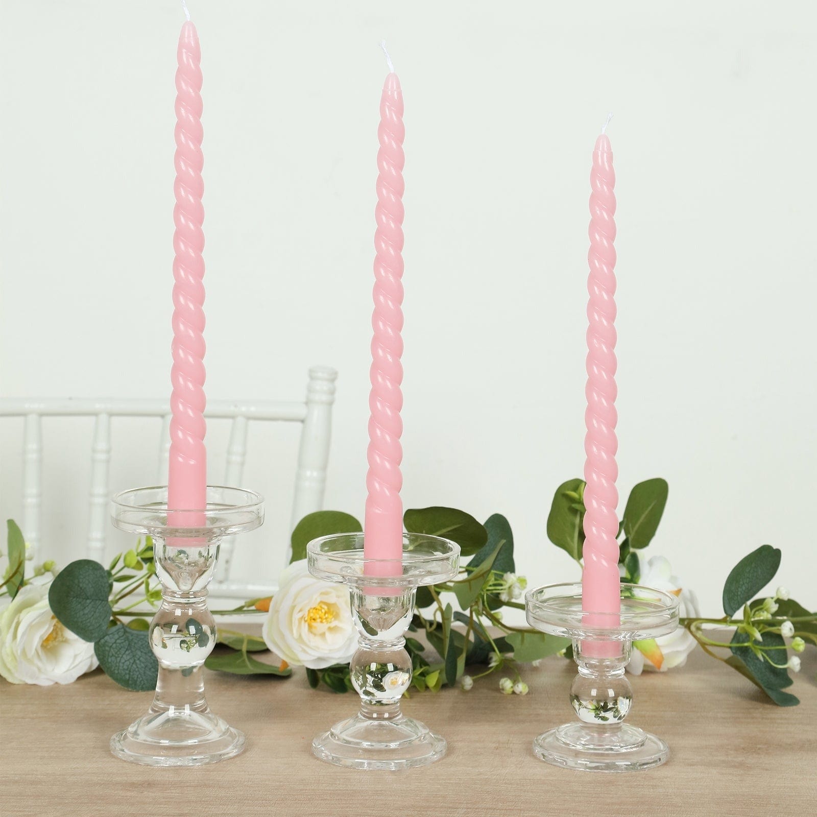 12 Unscented 11 in Long Spiral Premium Wax Taper Candles