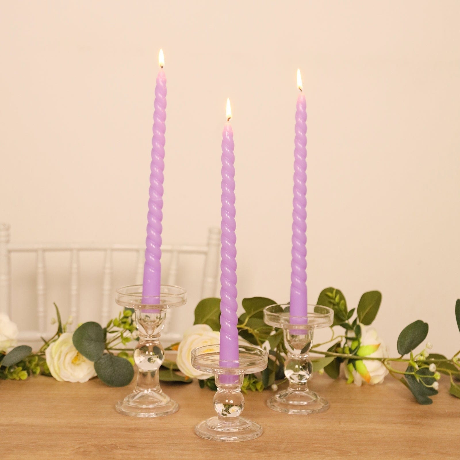 12 Unscented 11 in Long Spiral Premium Wax Taper Candles