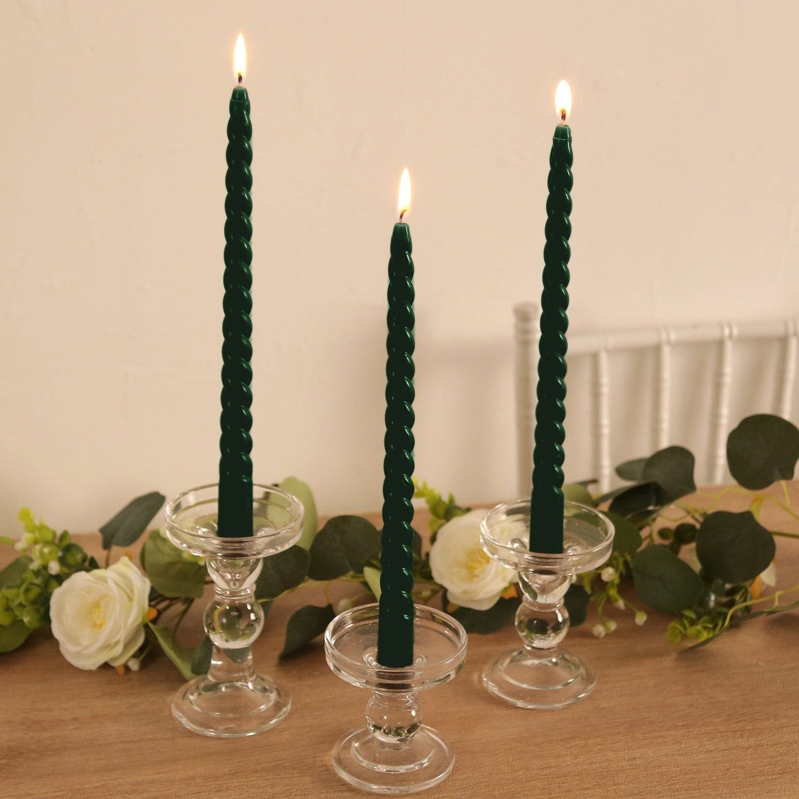 12 Unscented 11 in Long Spiral Premium Wax Taper Candles