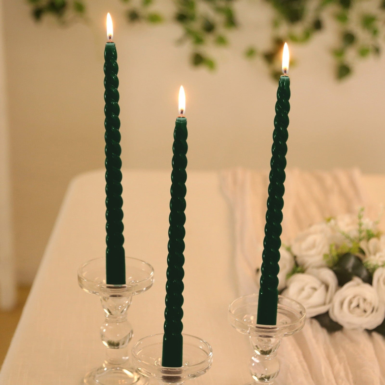 12 Unscented 11 in Long Spiral Premium Wax Taper Candles