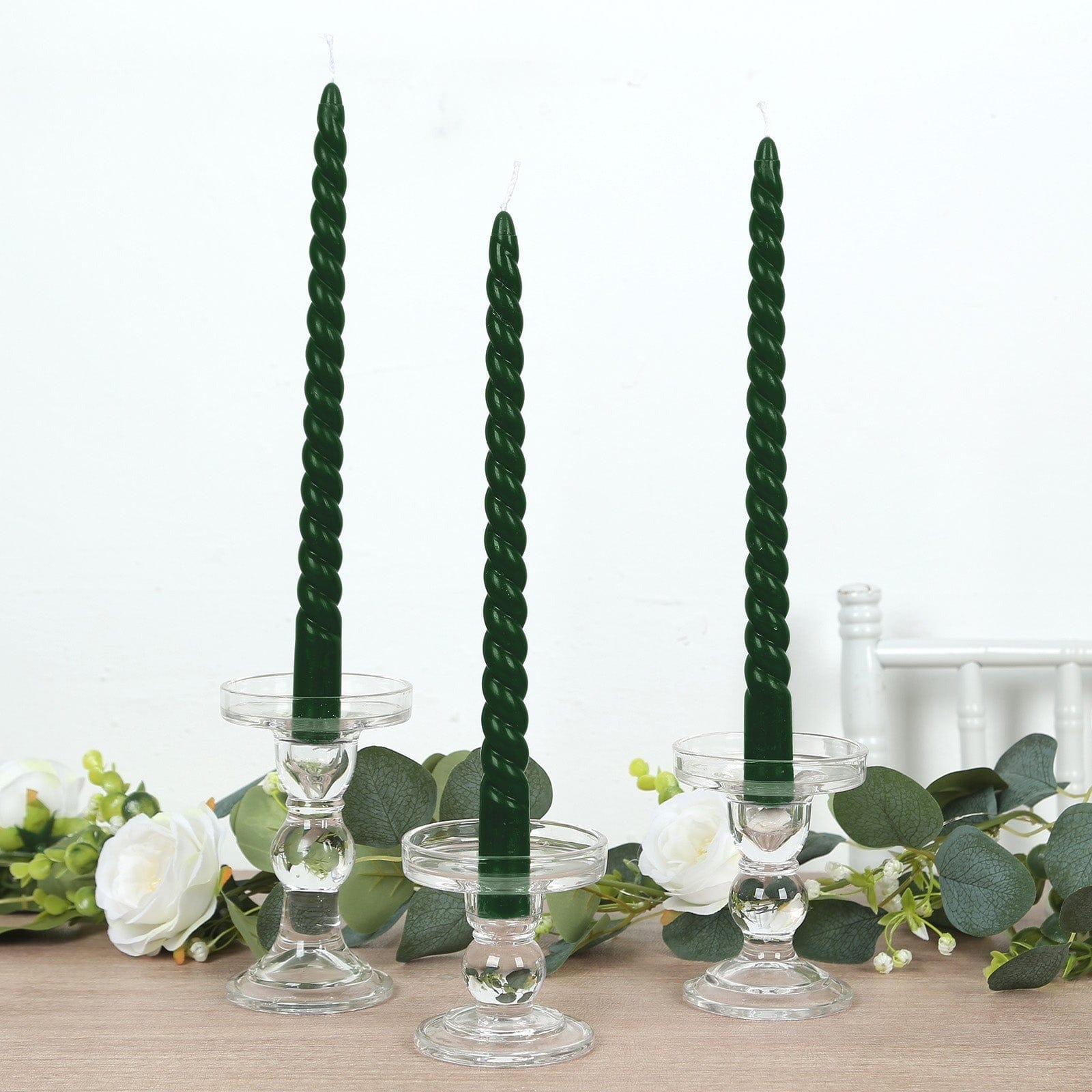 12 Unscented 11 in Long Spiral Premium Wax Taper Candles