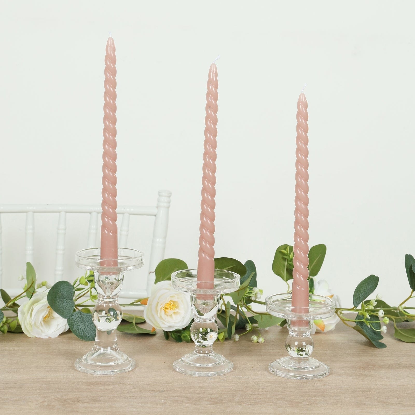 12 Unscented 11 in Long Spiral Premium Wax Taper Candles