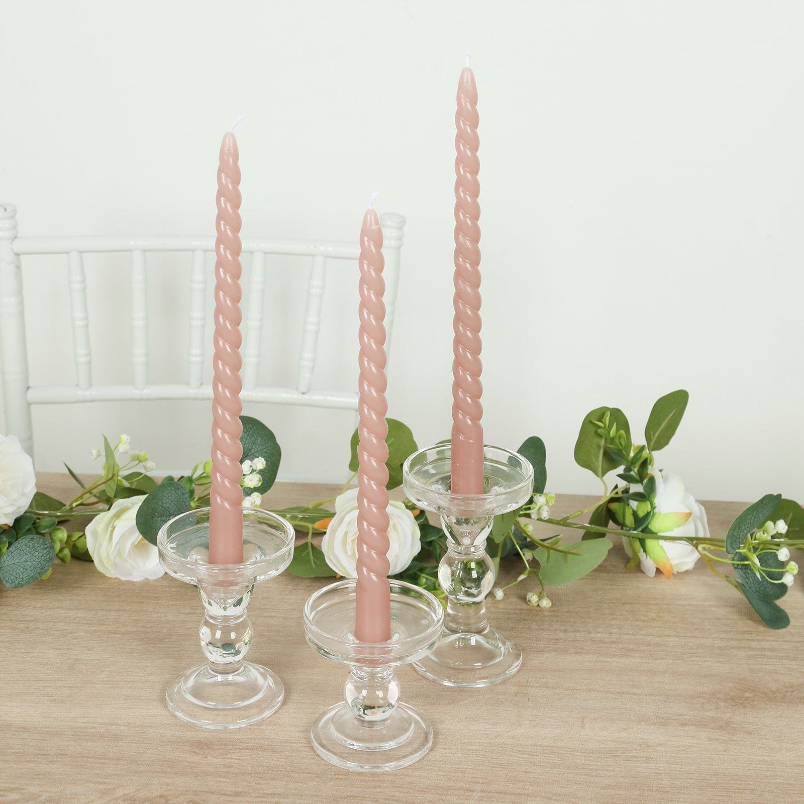 12 Unscented 11 in Long Spiral Premium Wax Taper Candles