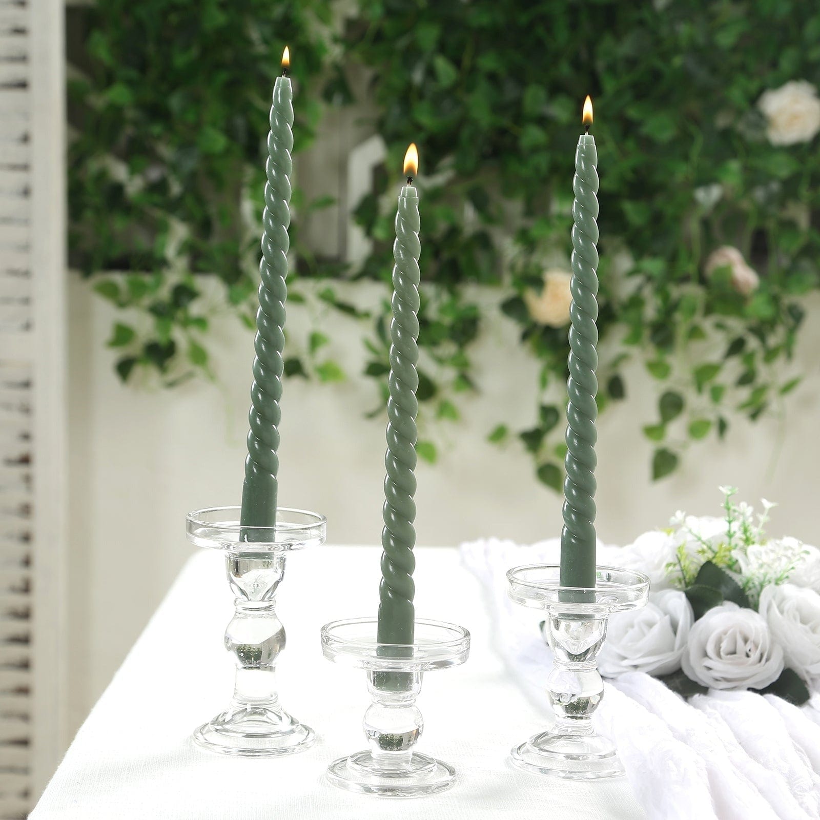 12 Unscented 11 in Long Spiral Premium Wax Taper Candles