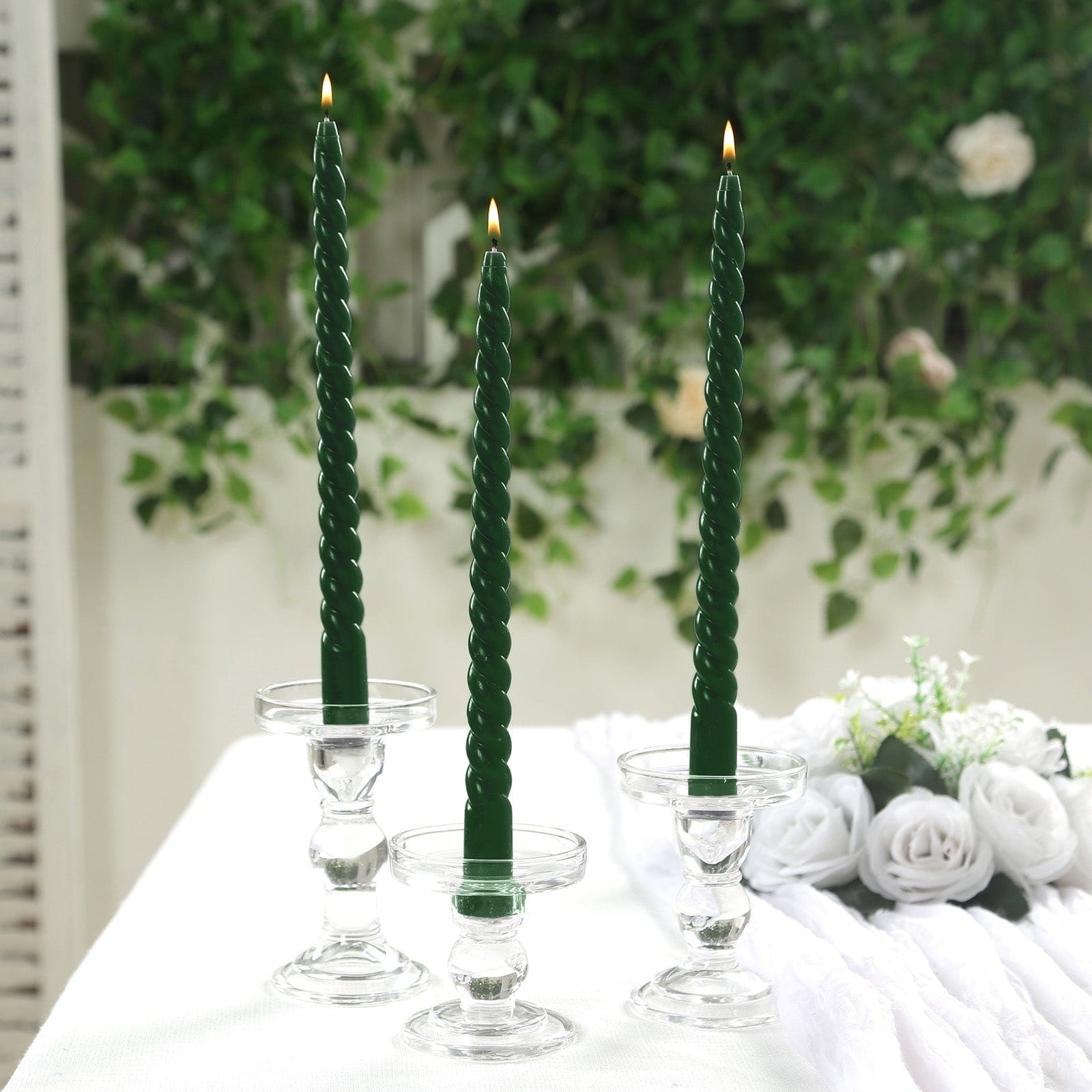 12 Unscented 11 in Long Spiral Premium Wax Taper Candles