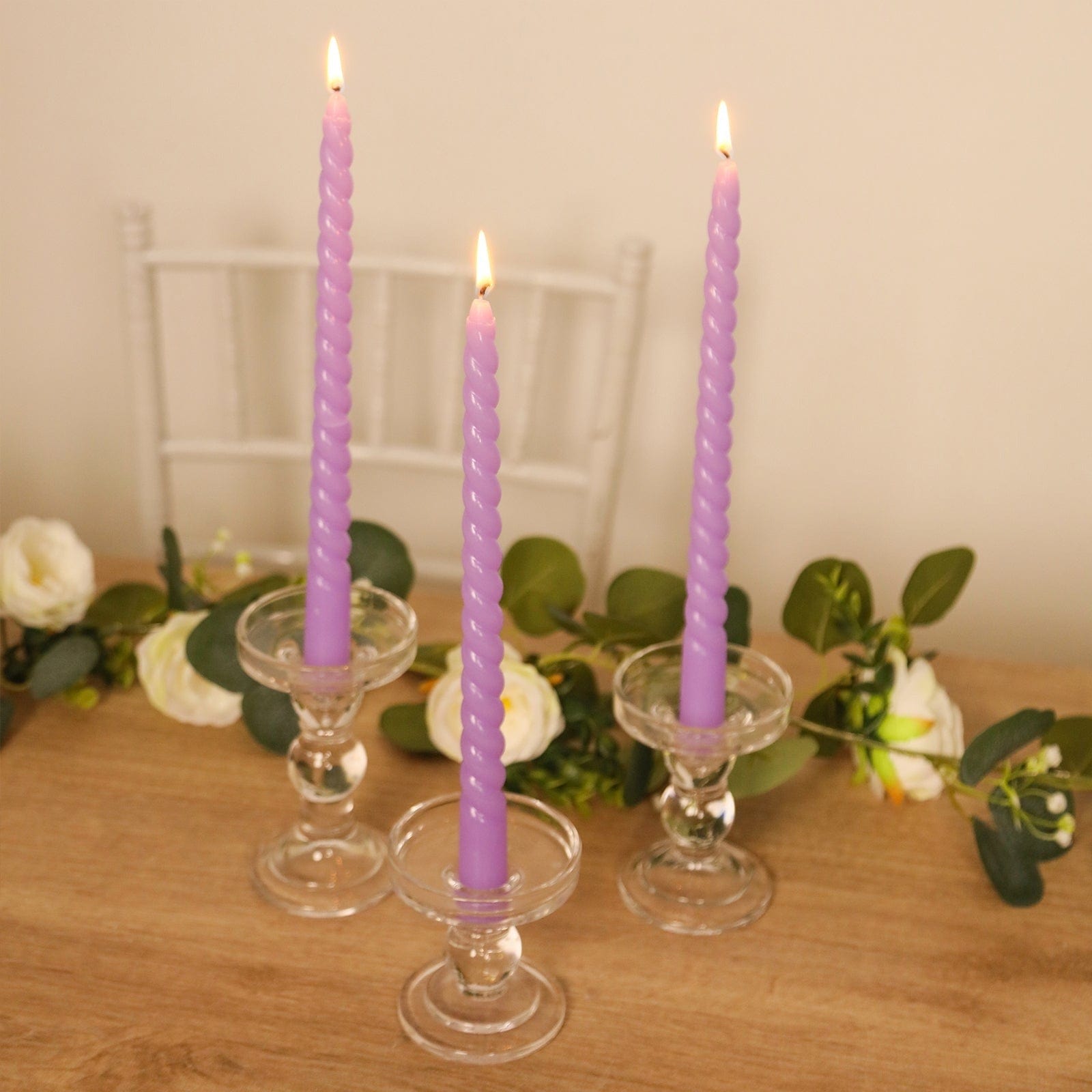 12 Unscented 11 in Long Spiral Premium Wax Taper Candles