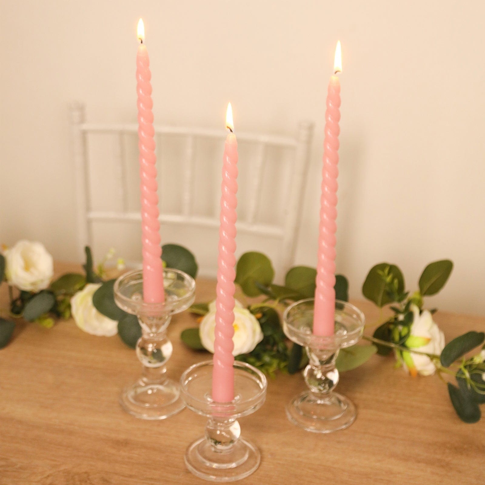 12 Unscented 11 in Long Spiral Premium Wax Taper Candles
