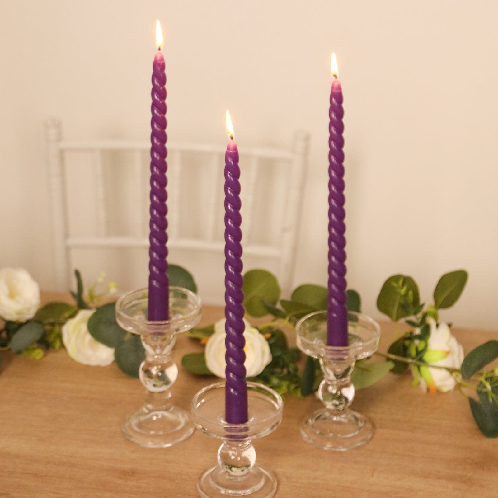 12 Unscented 11 in Long Spiral Premium Wax Taper Candles