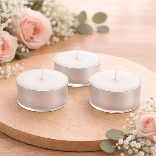 125 White Unscented Tealight Candles with Metal Cups