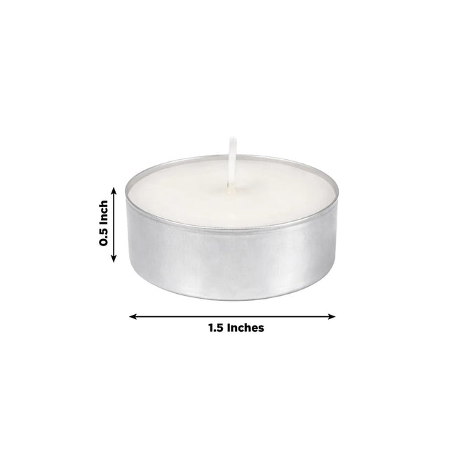 125 White Unscented Tealight Candles with Metal Cups