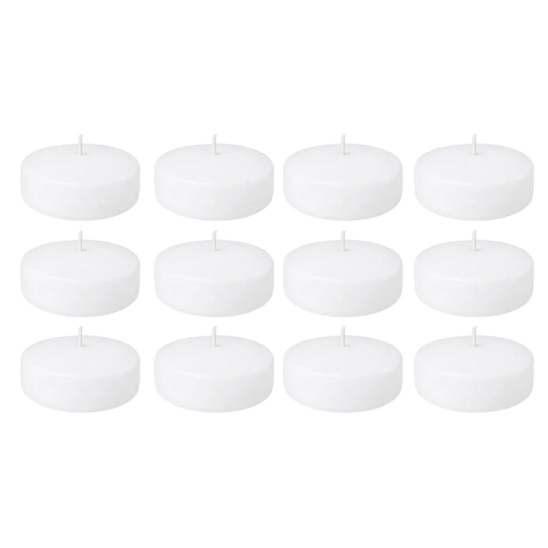 24 White 3 in Dripless Unscented Wax Disc Floating Candles