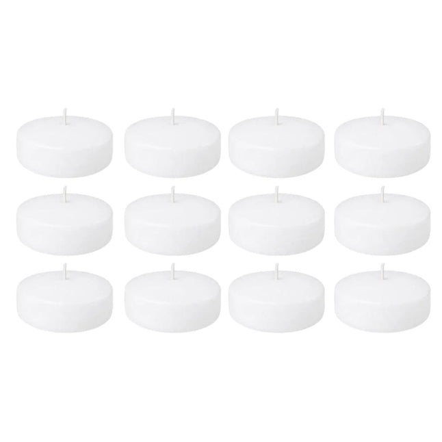 24 White 3 in Dripless Unscented Wax Disc Floating Candles