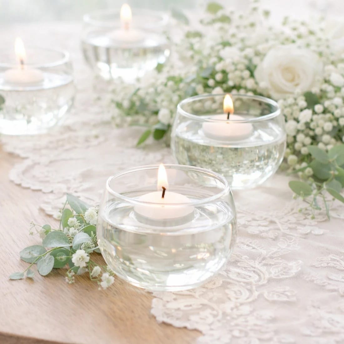 24 White 3 in Dripless Unscented Wax Disc Floating Candles