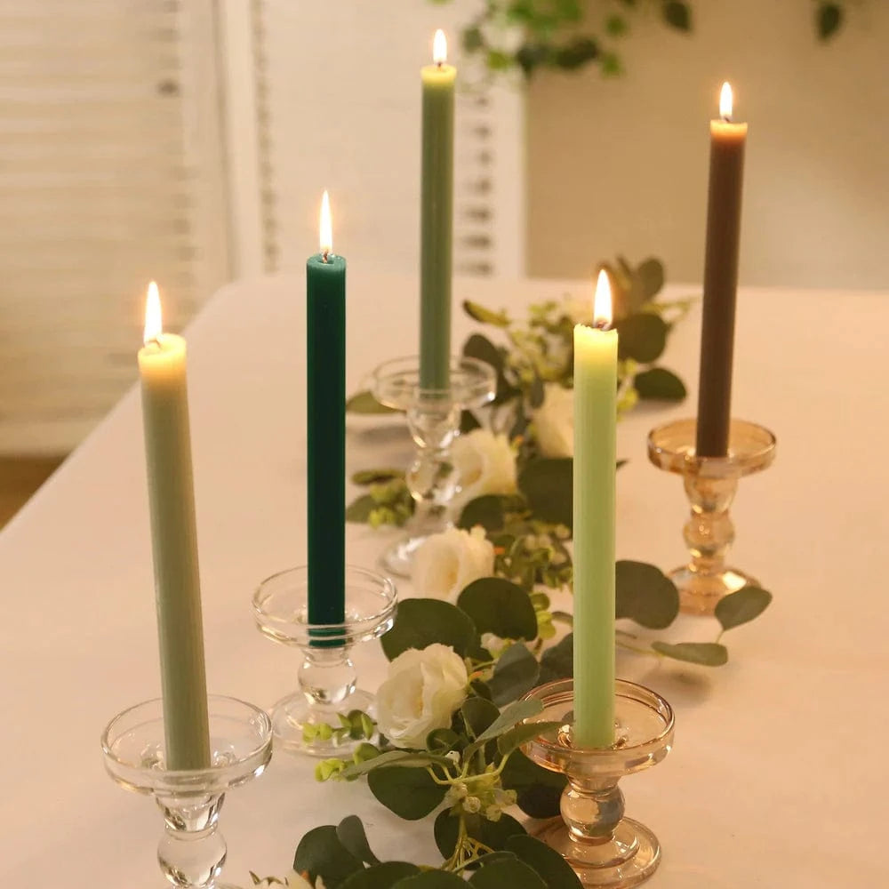 5 Unscented 9 in Premium Wax Taper Candles with Ribbed Design