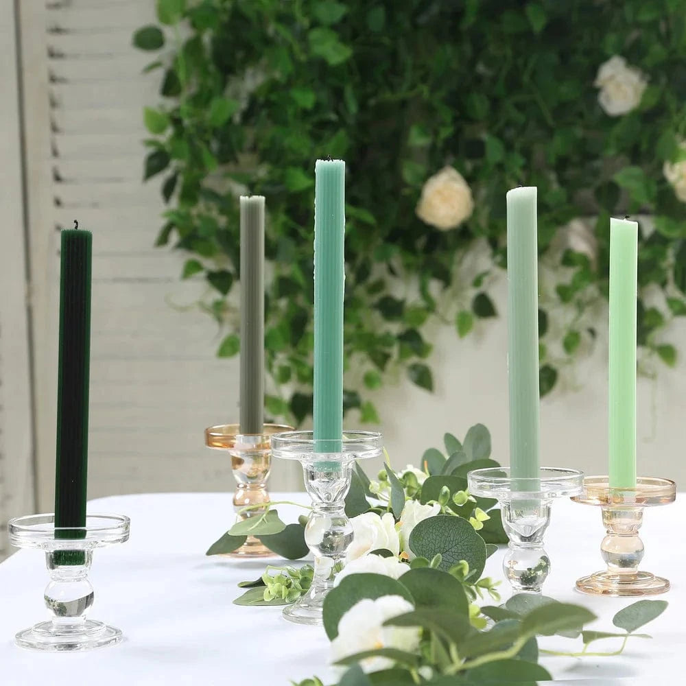 5 Unscented 9 in Premium Wax Taper Candles with Ribbed Design