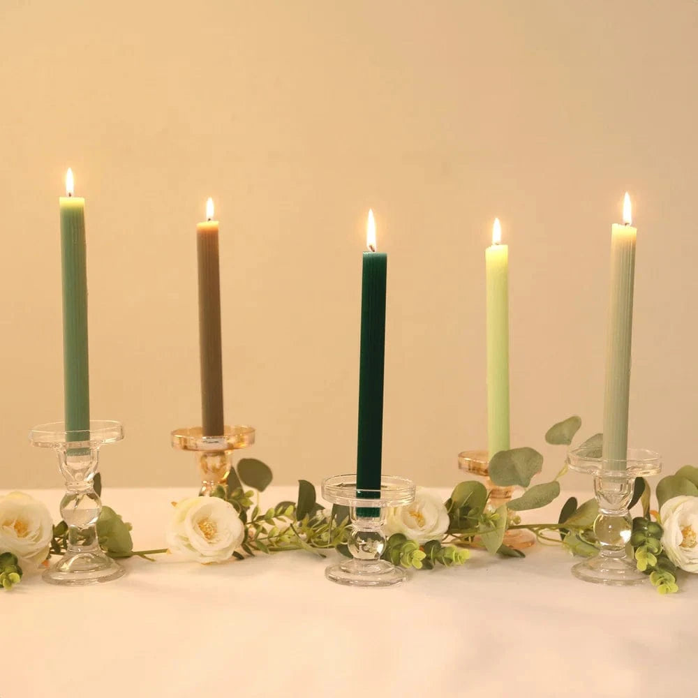 5 Unscented 9 in Premium Wax Taper Candles with Ribbed Design